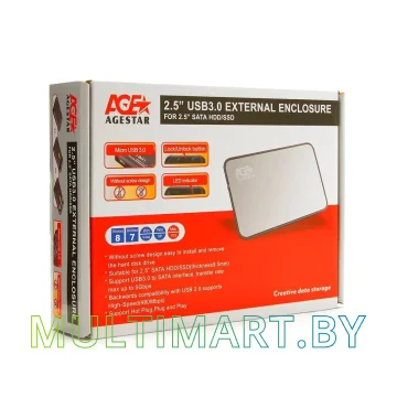 Бокс для жесткого диска AgeStar 3UB2A8-6G (серебристый) картинка 3